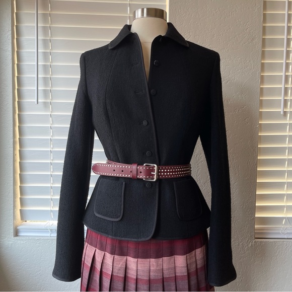 Size: Xs/ S Elie Tahari Black Boiled Wool Lydia Jacket $468 - Picture 1 of 14